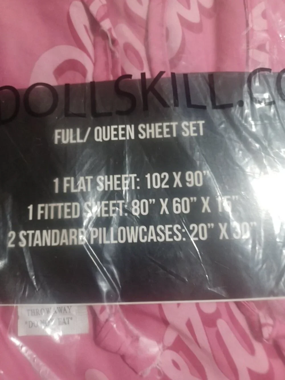 Doll Home by Dolls Kill Diva Dynasty Sheet Life Is Plastic Barbie Set Full/Queen